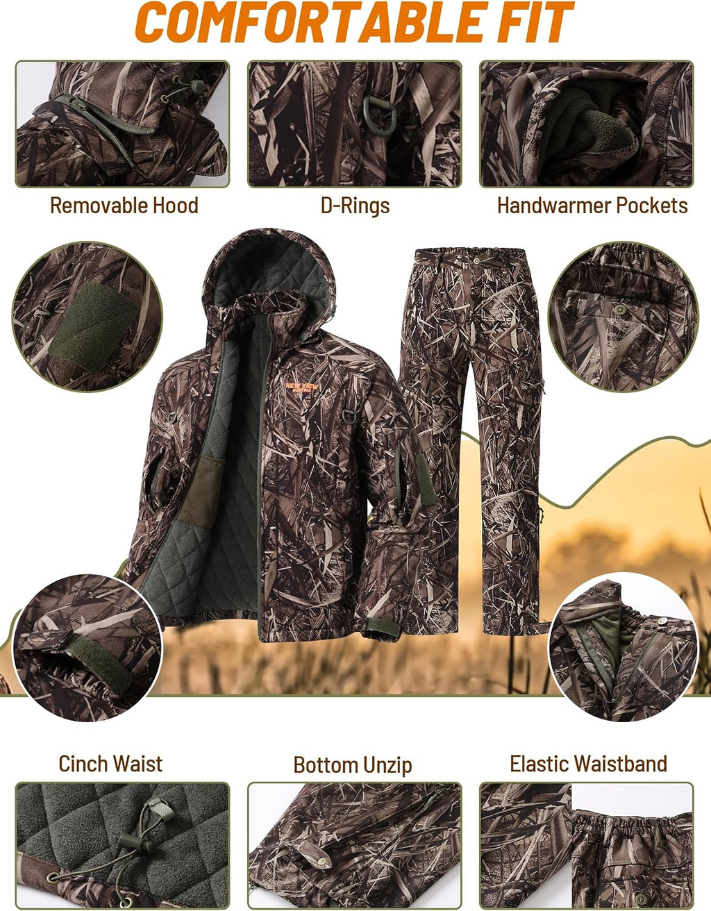 Insulated Hunting Clothes for Men Cold Weather, Warm Camo Hunting Jack ...