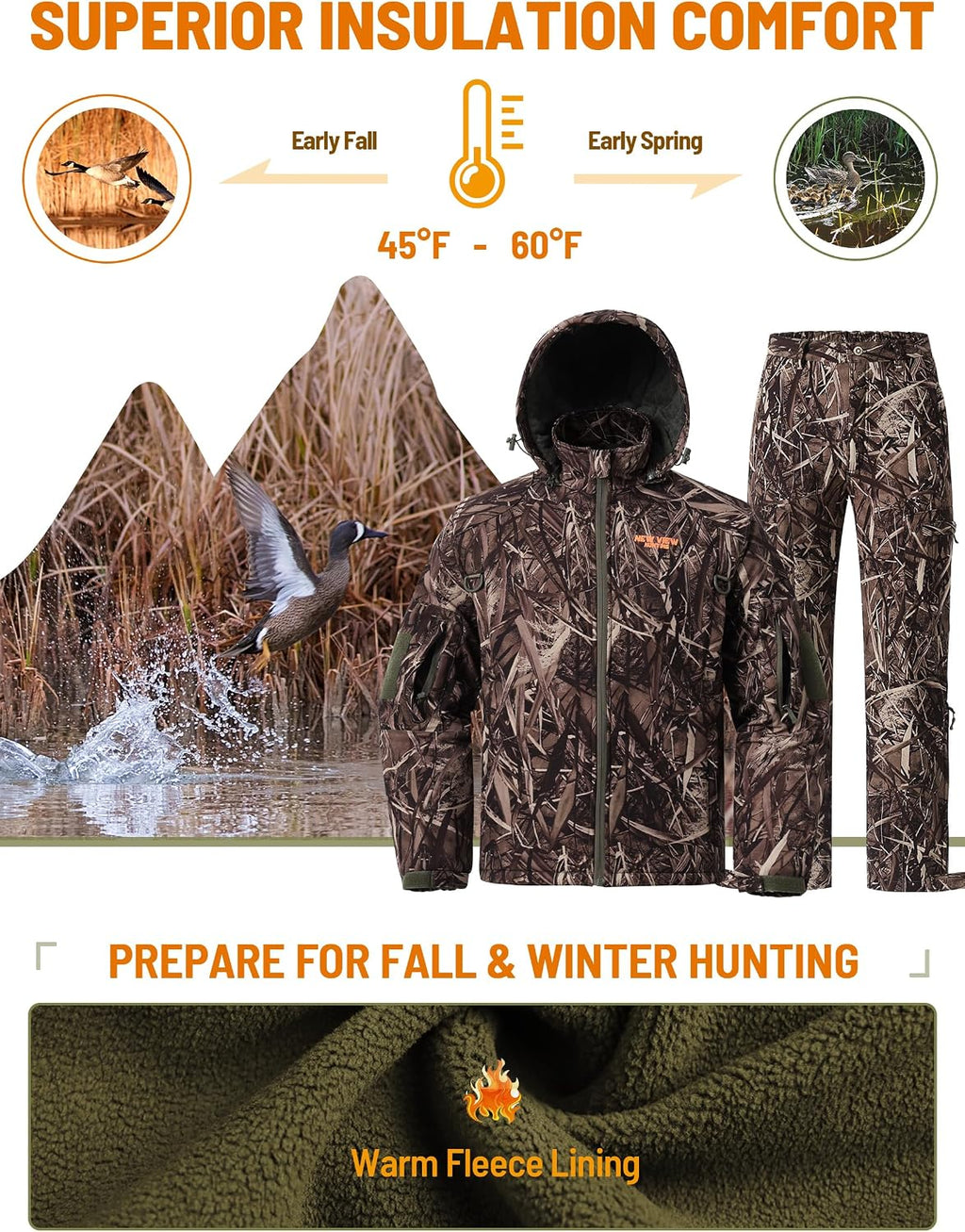 Insulated Hunting Clothes for Men Cold Weather, Warm Camo Hunting Jack ...