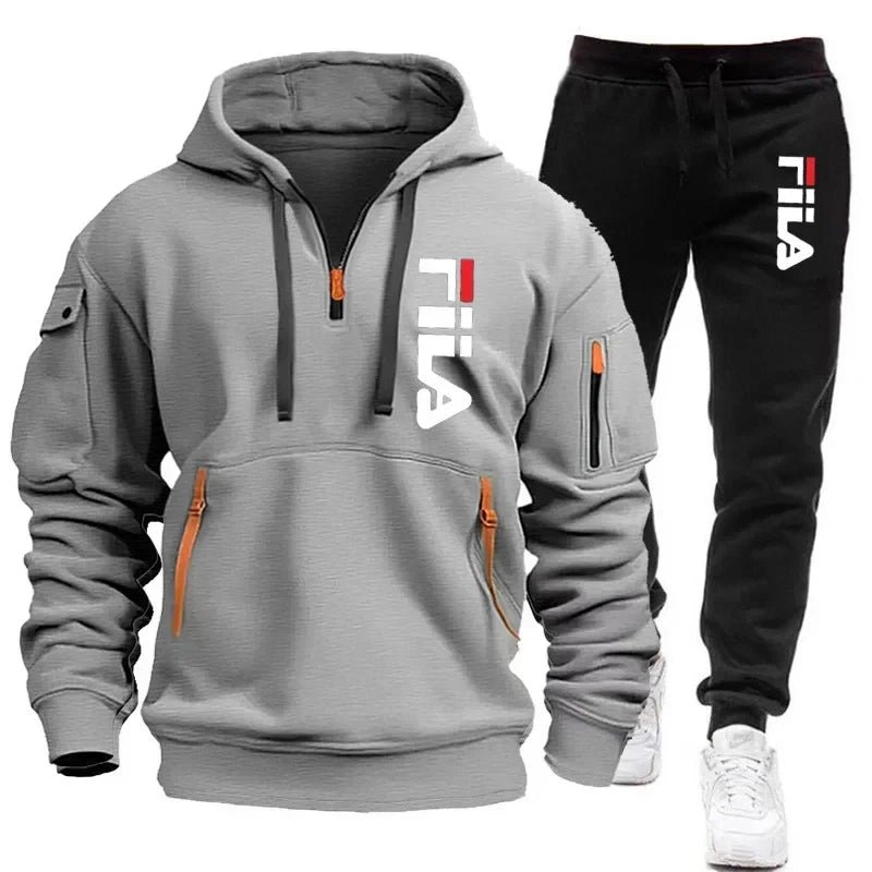 Men Hooded Sweatshirt Tracksuit Set