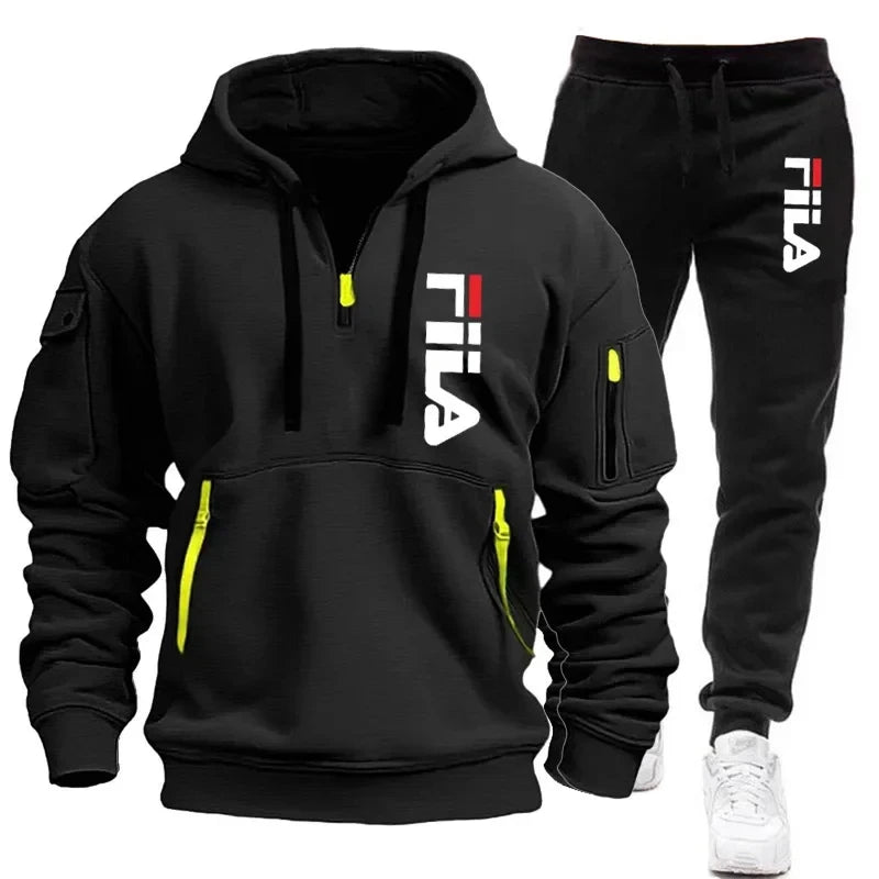Men Hooded Sweatshirt Tracksuit Set