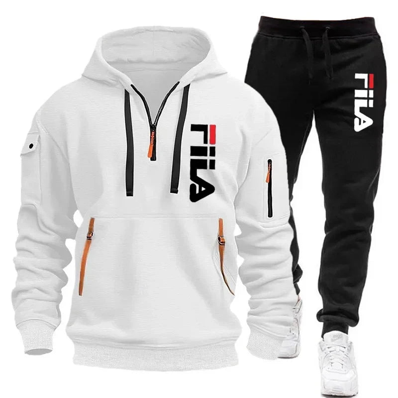 Men Hooded Sweatshirt Tracksuit Set