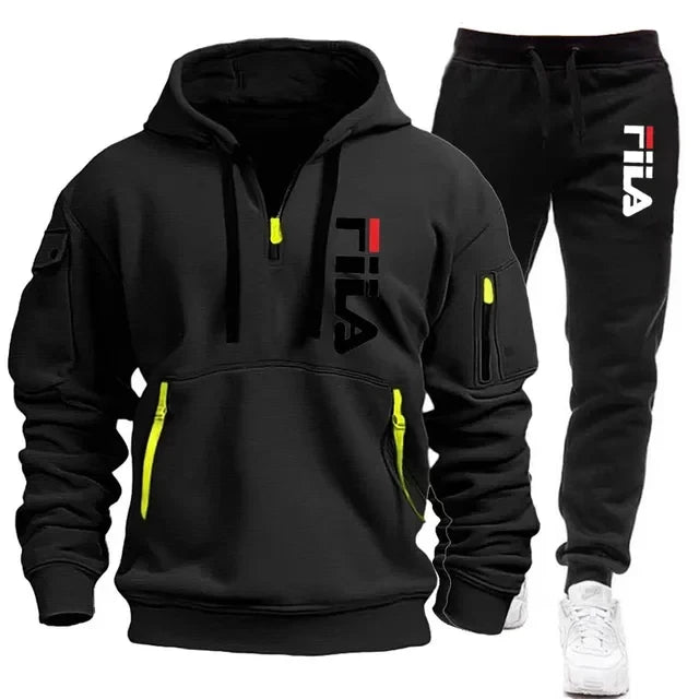 Men Hooded Sweatshirt Tracksuit Set