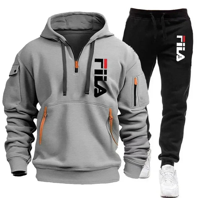 Men Hooded Sweatshirt Tracksuit Set