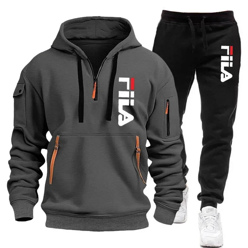 Men Hooded Sweatshirt Tracksuit Set