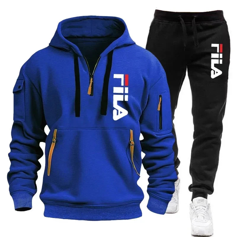 Men Hooded Sweatshirt Tracksuit Set