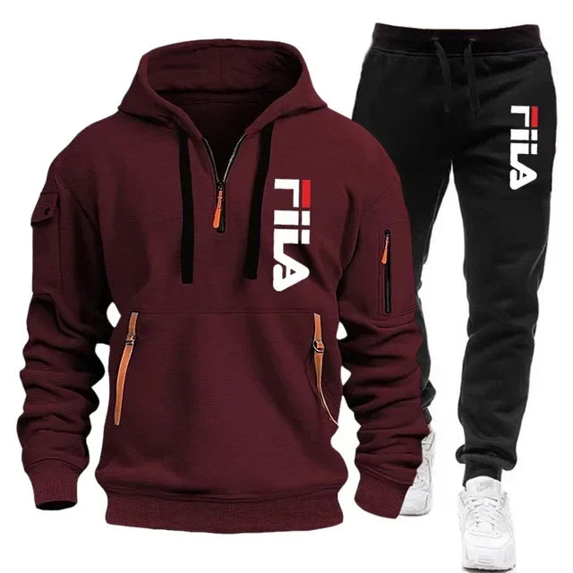 Men Hooded Sweatshirt Tracksuit Set
