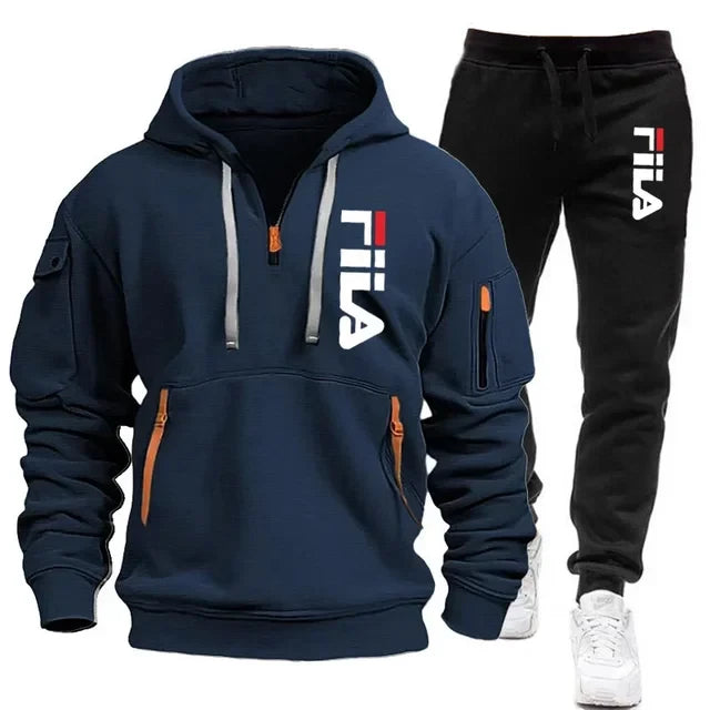 Men Hooded Sweatshirt Tracksuit Set
