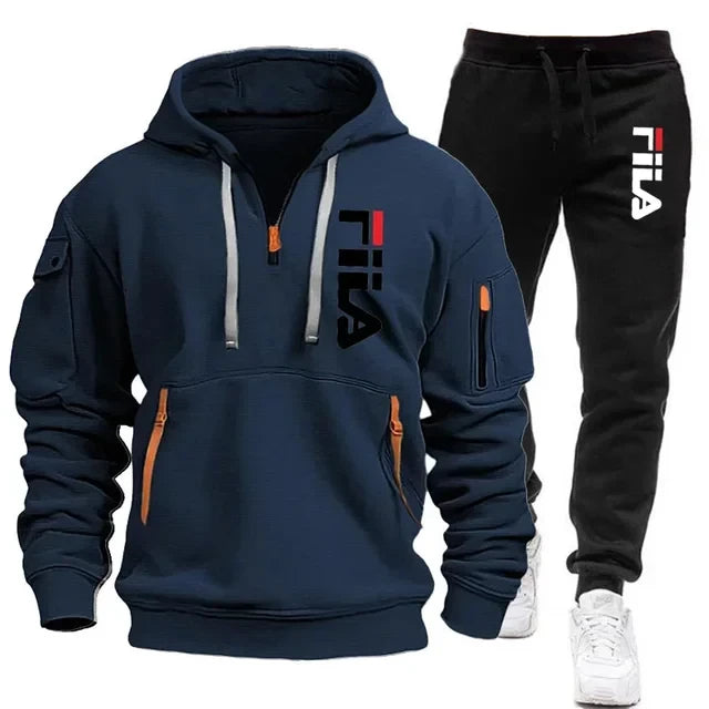 Men Hooded Sweatshirt Tracksuit Set
