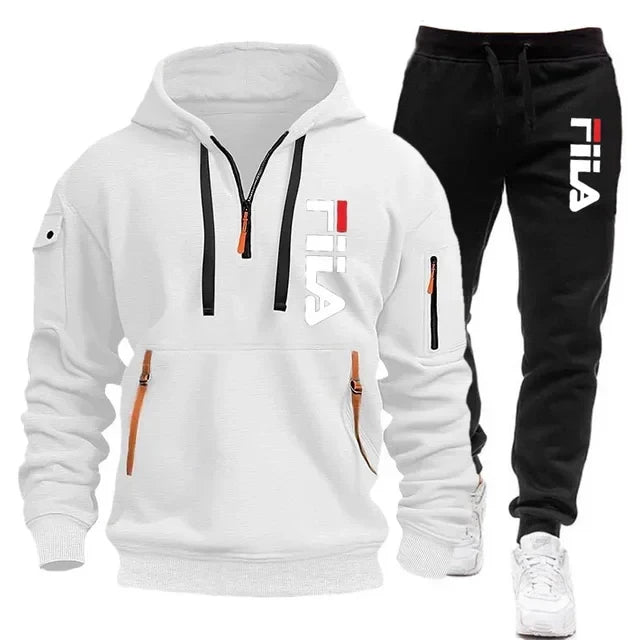 Men Hooded Sweatshirt Tracksuit Set