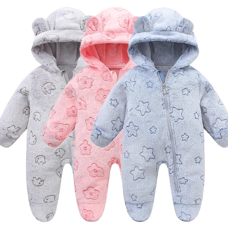 Hooded Flannel Baby Jumpsuit