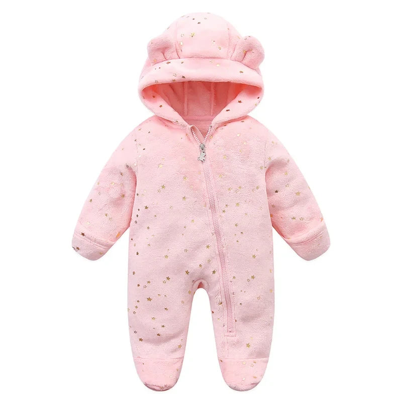Hooded Flannel Baby Jumpsuit