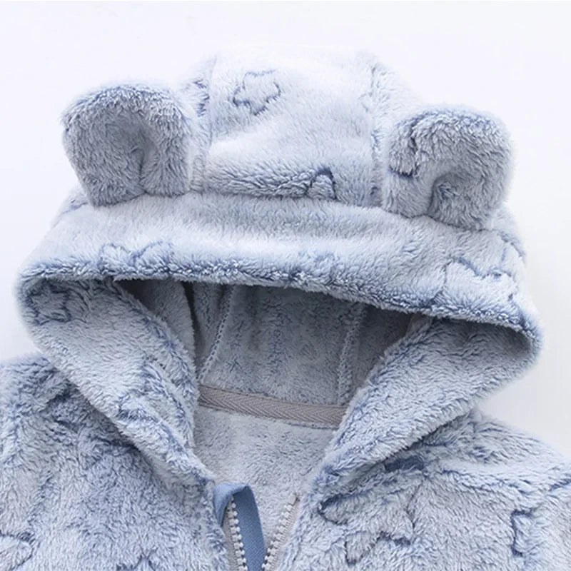 Hooded Flannel Baby Jumpsuit