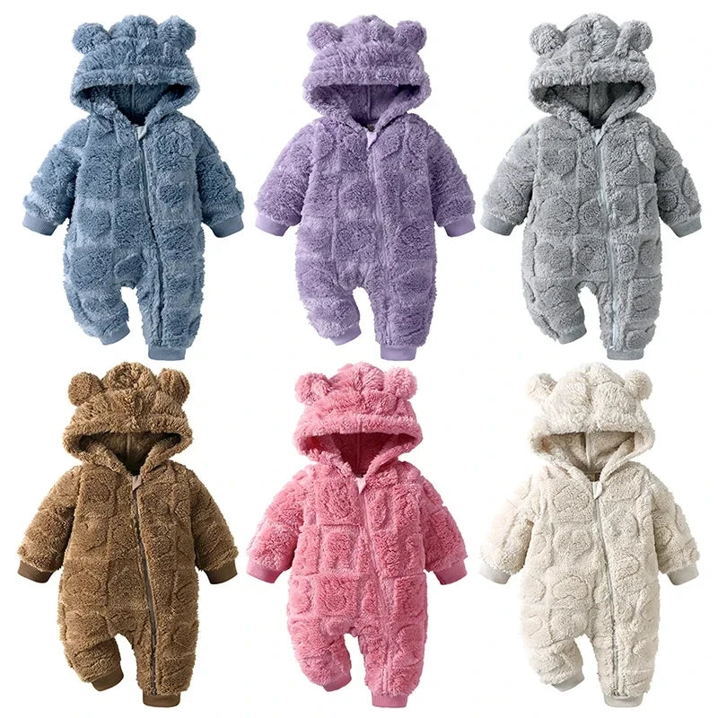 Winter Warm Hooded Baby Romper