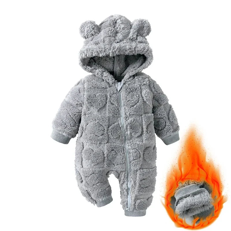 Winter Warm Hooded Baby Romper