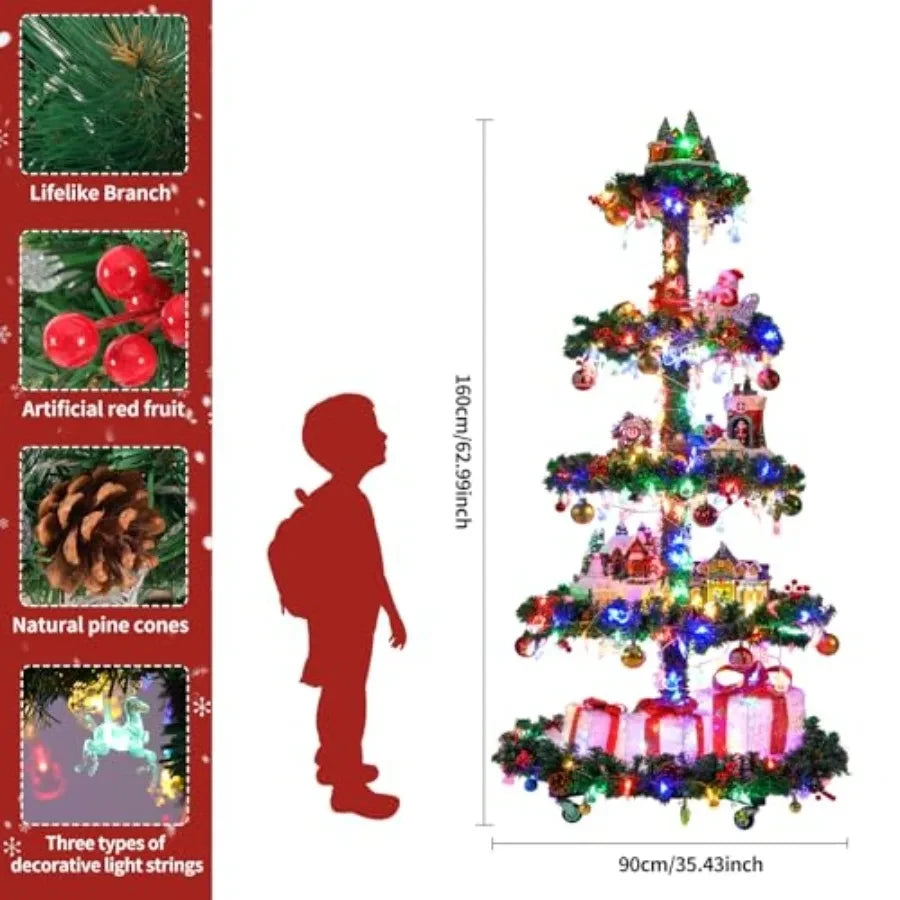 Multicolor Holiday Village Christmas Tree