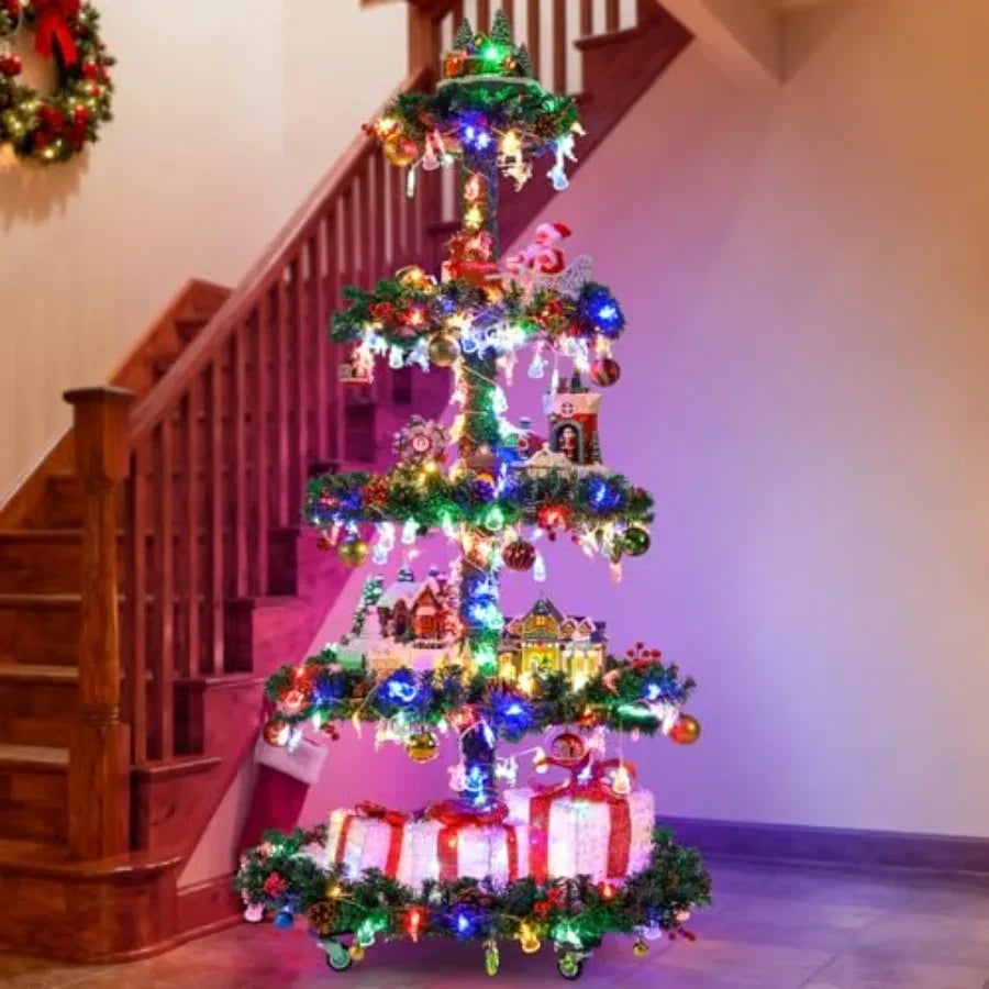 Multicolor Holiday Village Christmas Tree