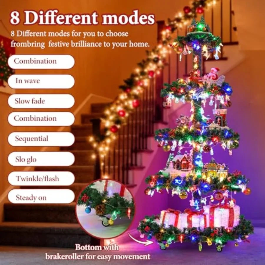 Multicolor Holiday Village Christmas Tree