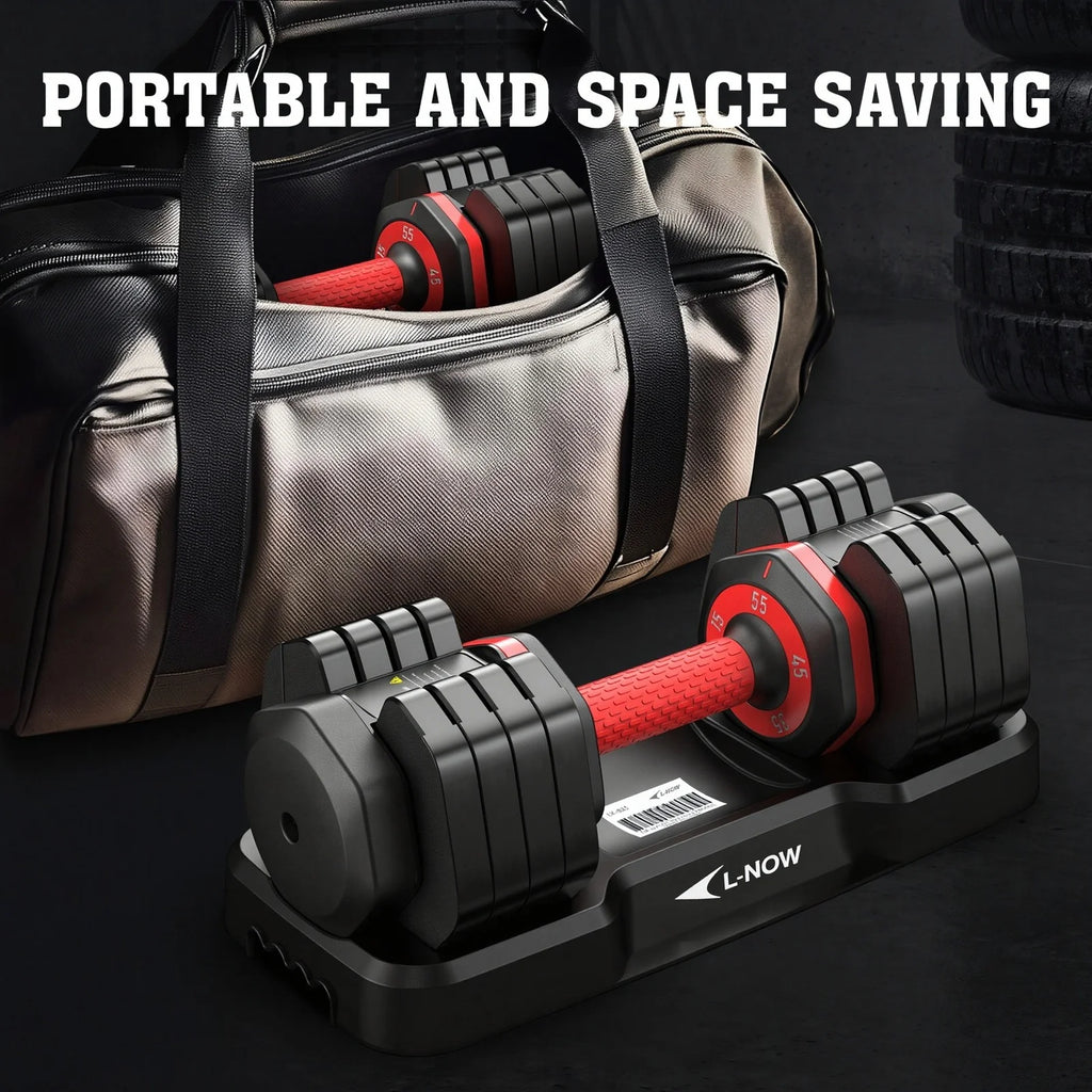 110LB Adjustable Dumbbells with High Quality Tray 15Lb to 55Lb Adjustable Dumbbell for Home Gym Exercise Equipment