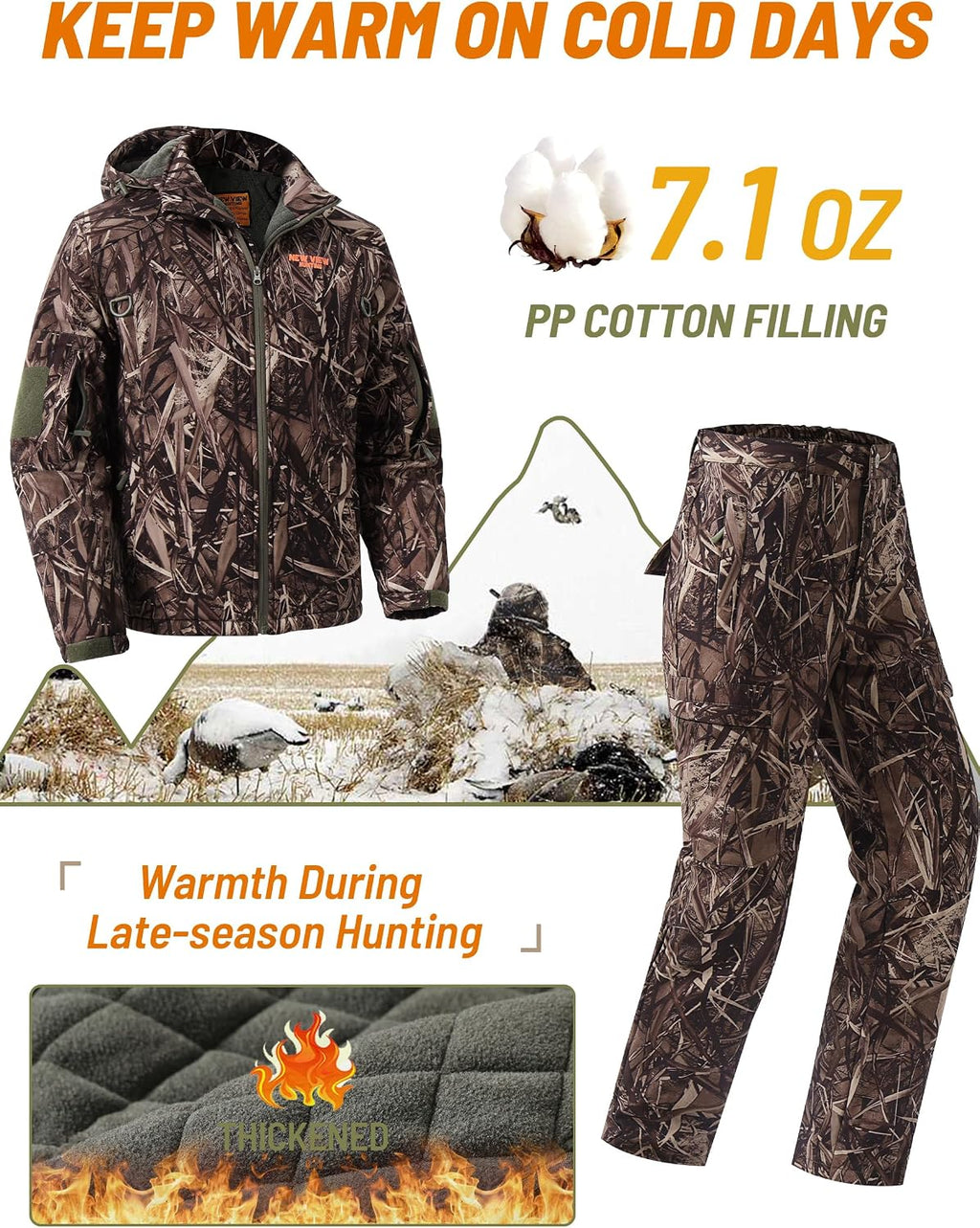 Insulated Hunting Clothes for Men Cold Weather, Warm Camo Hunting Jack ...
