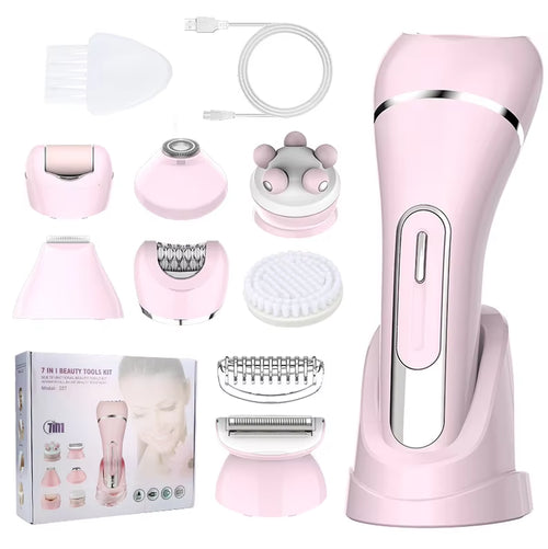 227 Women'S 7-In-1 Multifunction Electric Epilator Shaver Bikini Legs Underarm Public Trimmer with Charging Base
