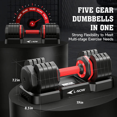 110LB Adjustable Dumbbells with High Quality Tray 15Lb to 55Lb Adjustable Dumbbell for Home Gym Exercise Equipment