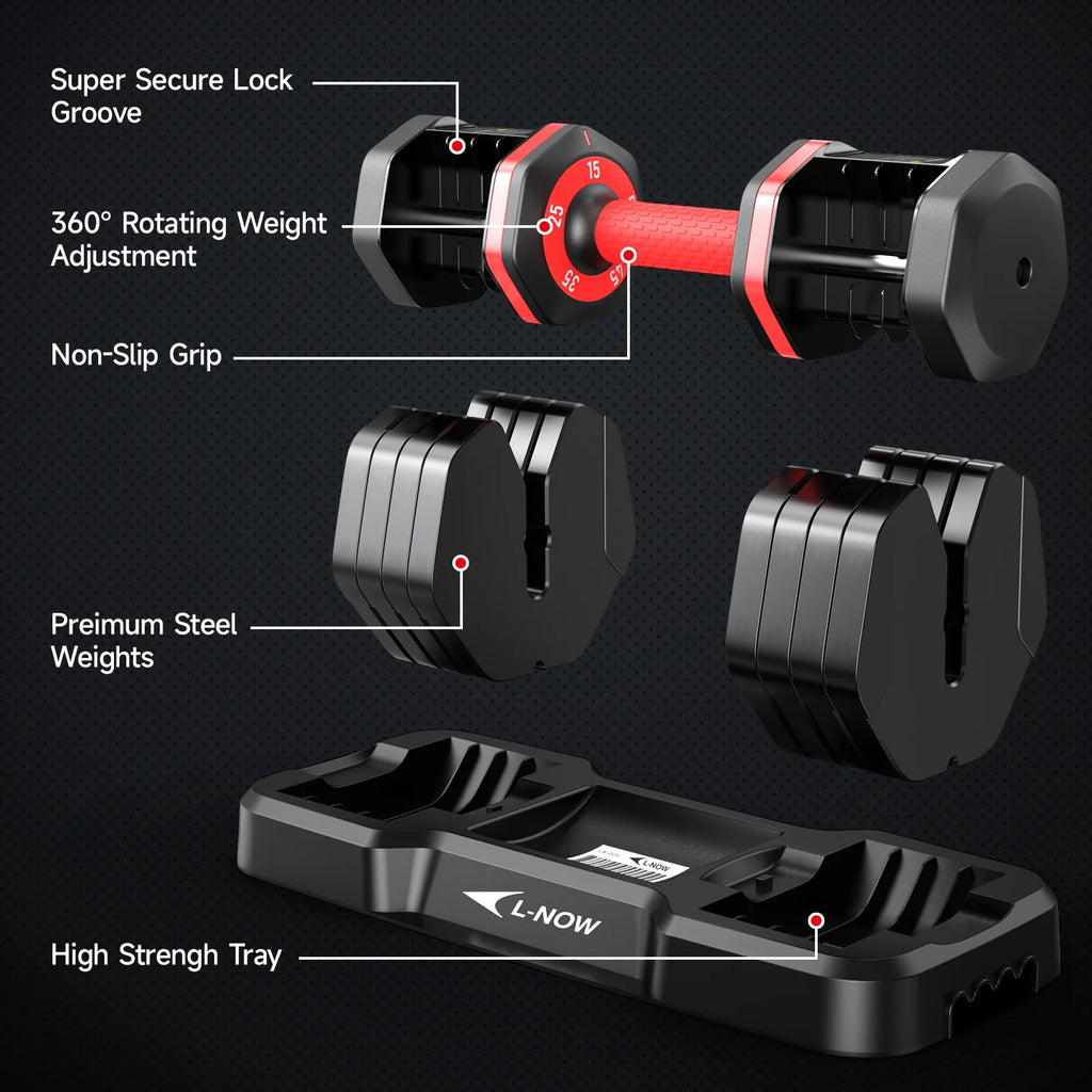 110LB Adjustable Dumbbells with High Quality Tray 15Lb to 55Lb Adjustable Dumbbell for Home Gym Exercise Equipment
