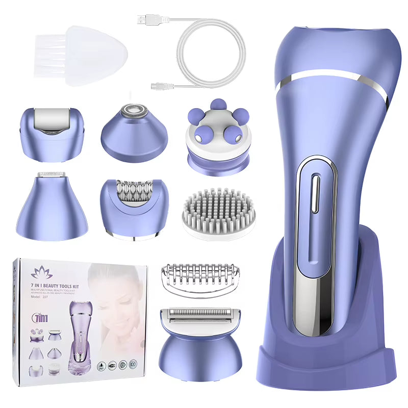 227 Women'S 7-In-1 Multifunction Electric Epilator Shaver Bikini Legs Underarm Public Trimmer with Charging Base