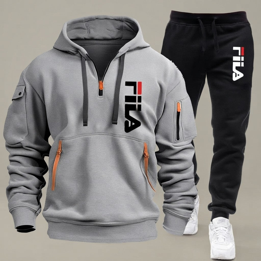 Men Hooded Sweatshirt Tracksuit Set