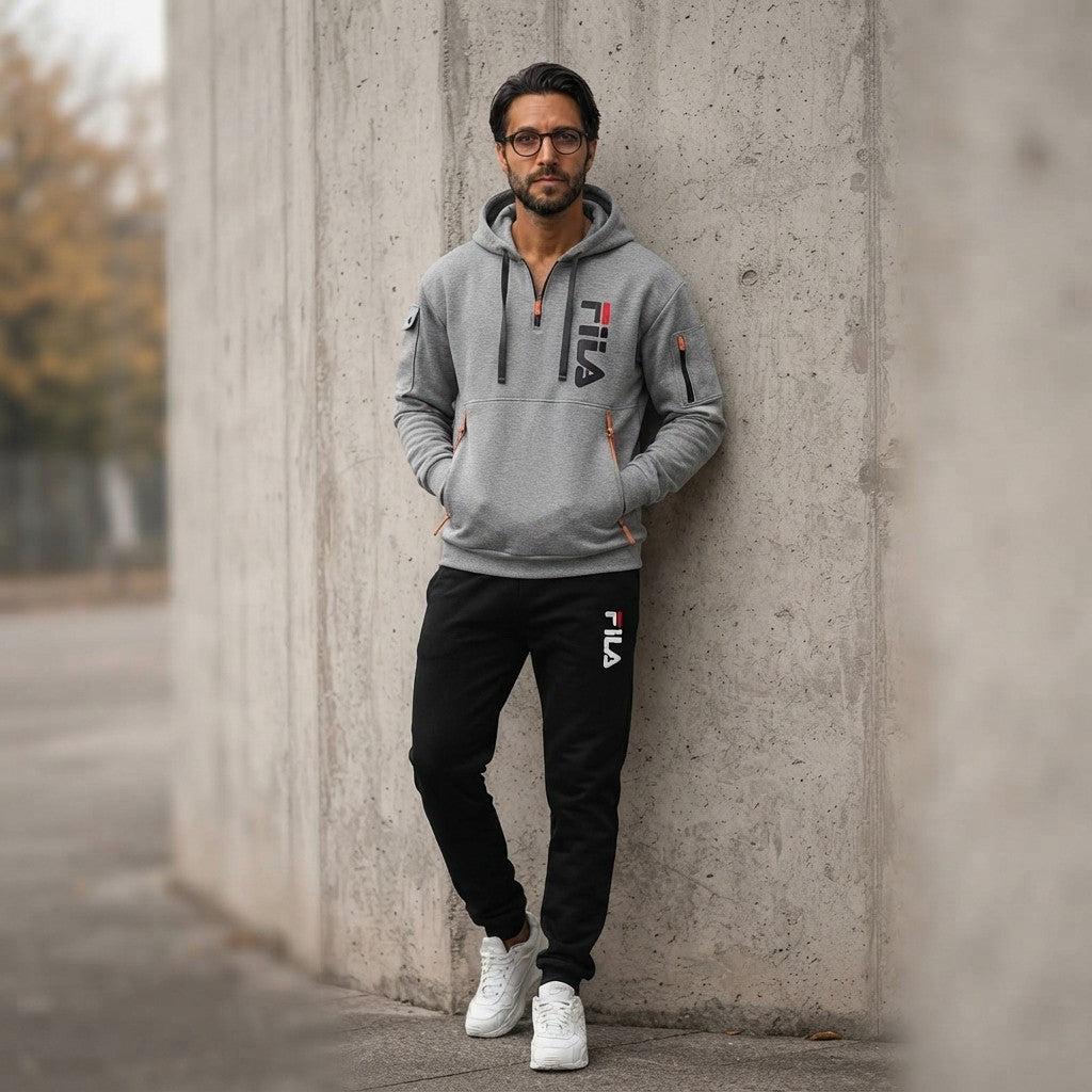 Men Hooded Sweatshirt Tracksuit Set