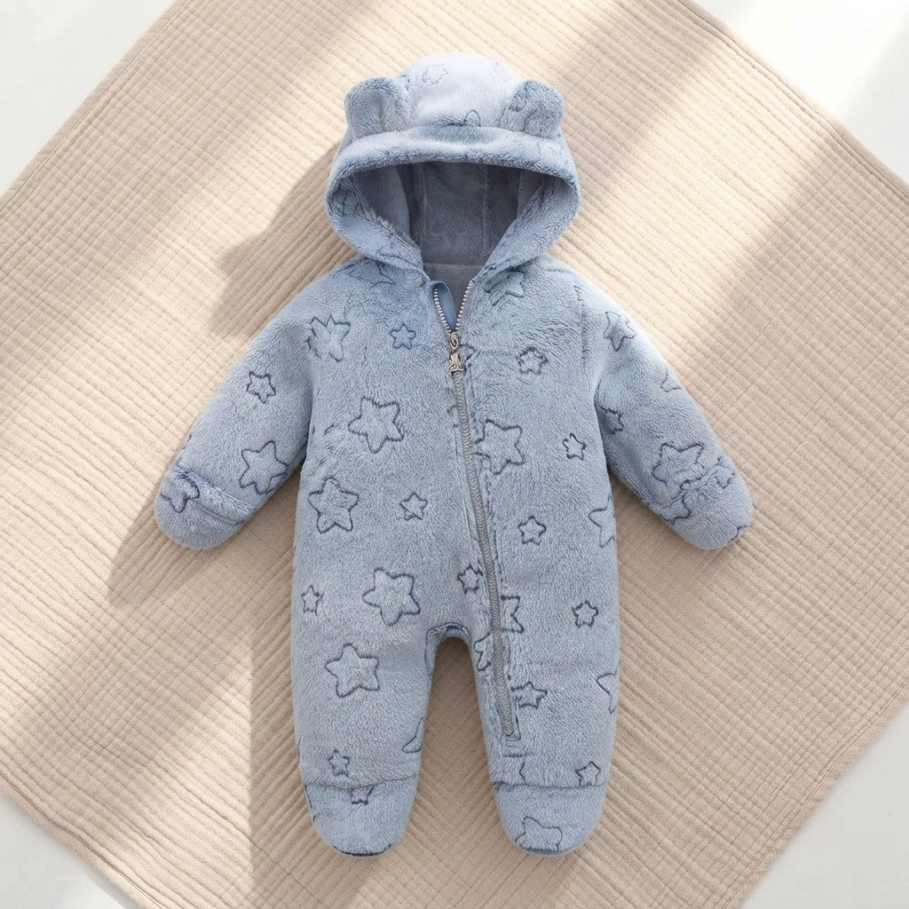 Hooded Flannel Baby Jumpsuit