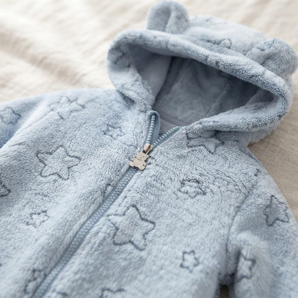 Hooded Flannel Baby Jumpsuit