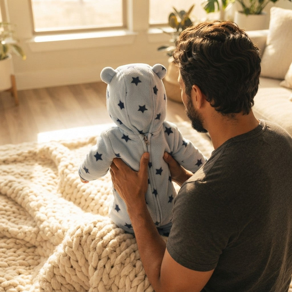 Hooded Flannel Baby Jumpsuit