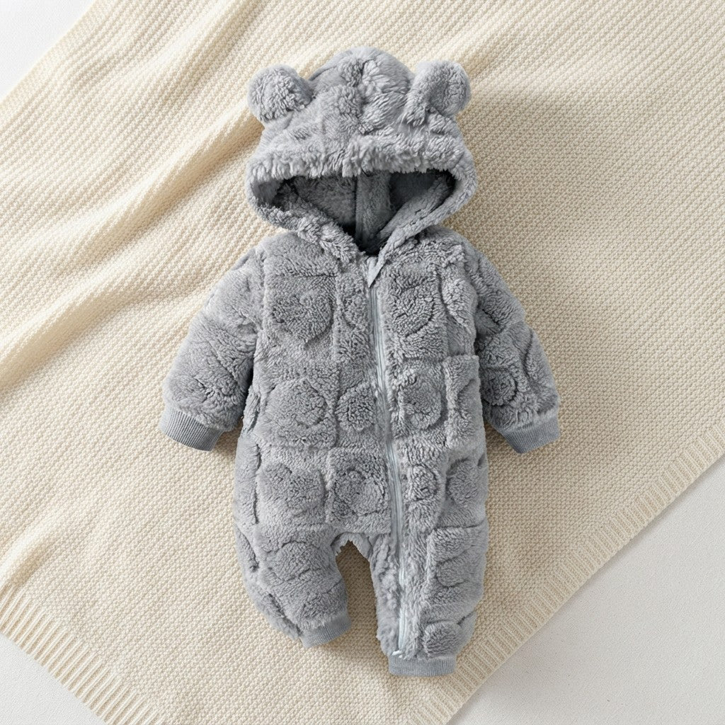 Winter Warm Hooded Baby Romper