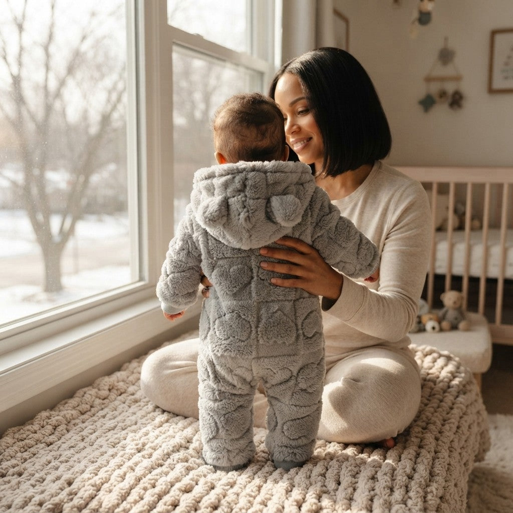Winter Warm Hooded Baby Romper